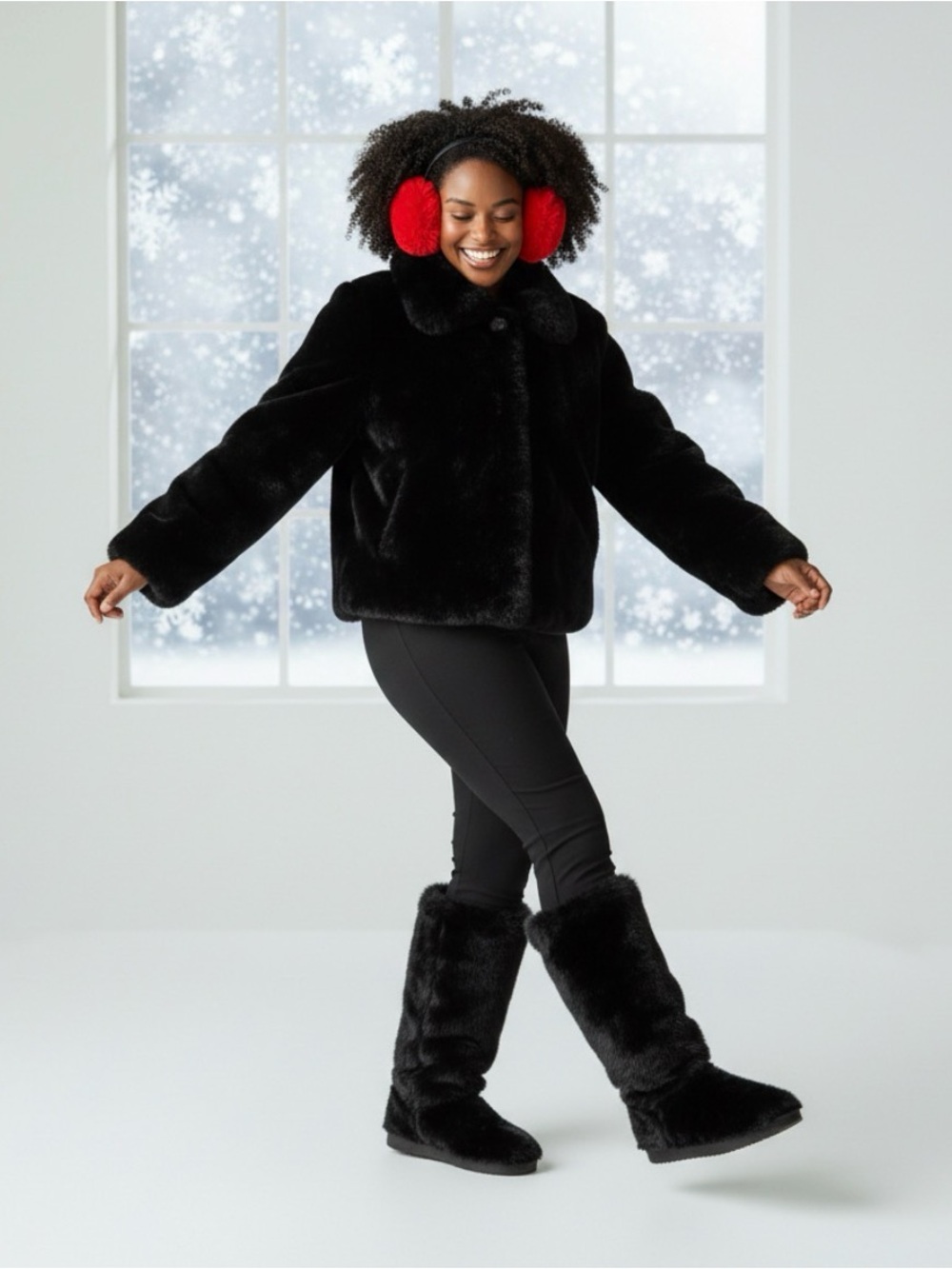 Red Faux Fur Earmuffs - Picture 5 of 9
